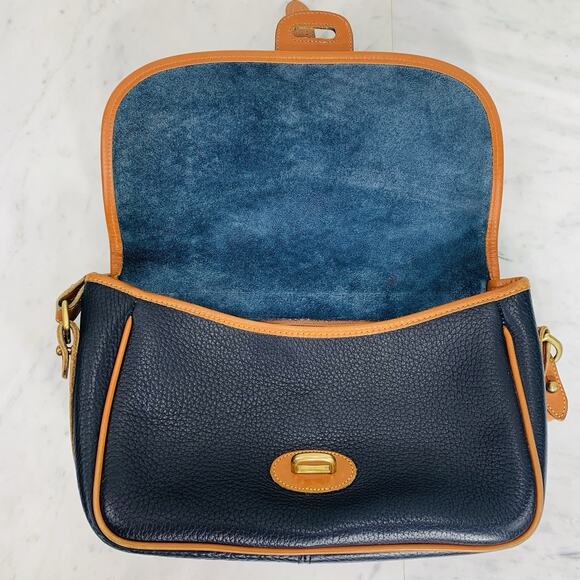 DOONEY & BOURKE Vintage Equestrian Crossbody Bag Navy All Weather Leather EUC - Picture 10 of 15